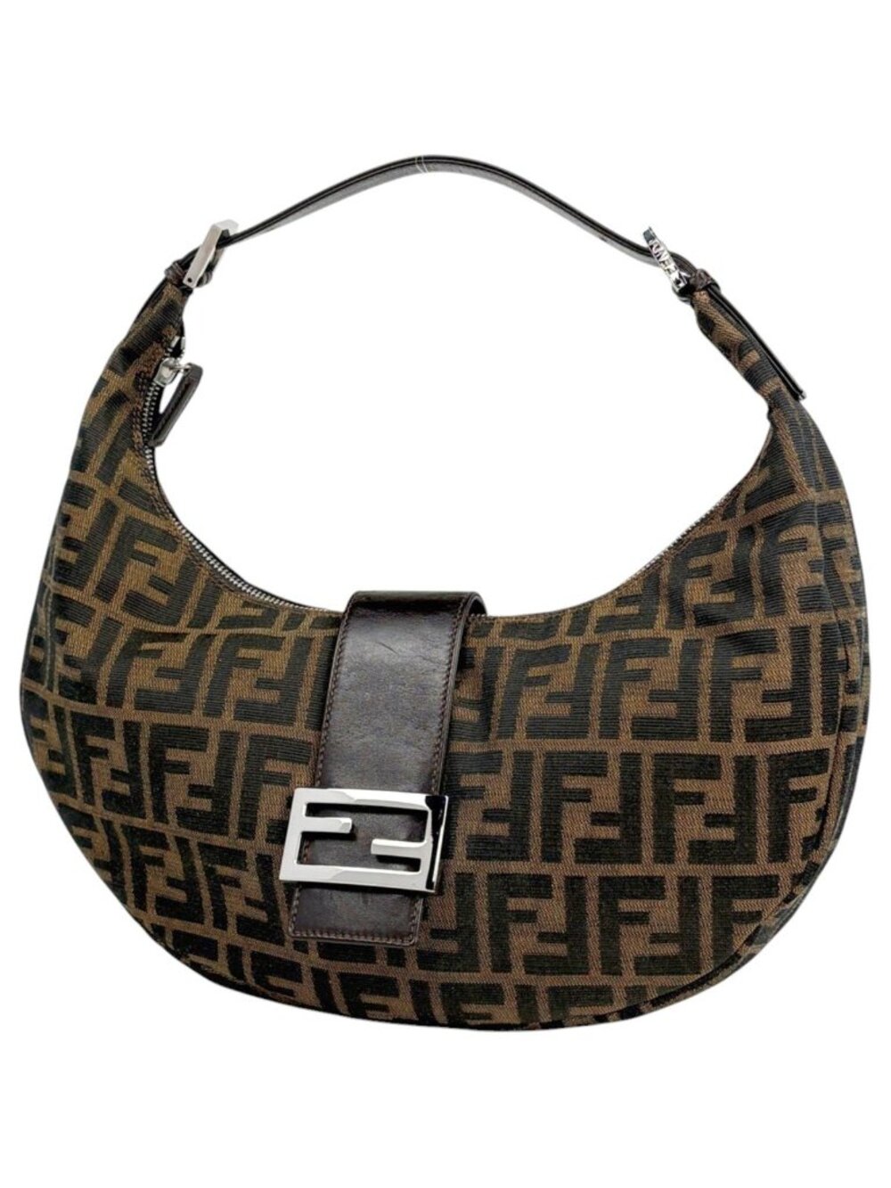 Fendi Shoulder Bag Zucca Pattern Canvas Brown